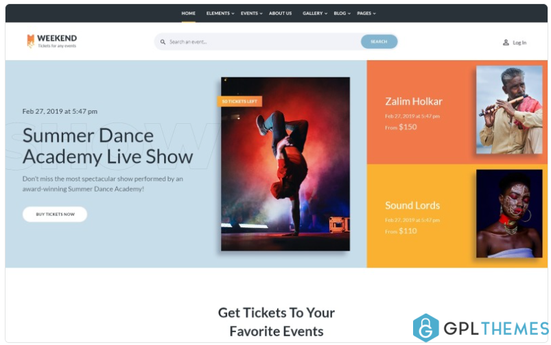 Weekend Tickets Multipage Creative HTML Website Template