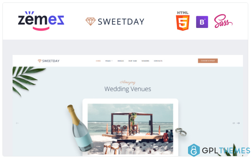 SweetDay Wedding Venue Agency Website Template