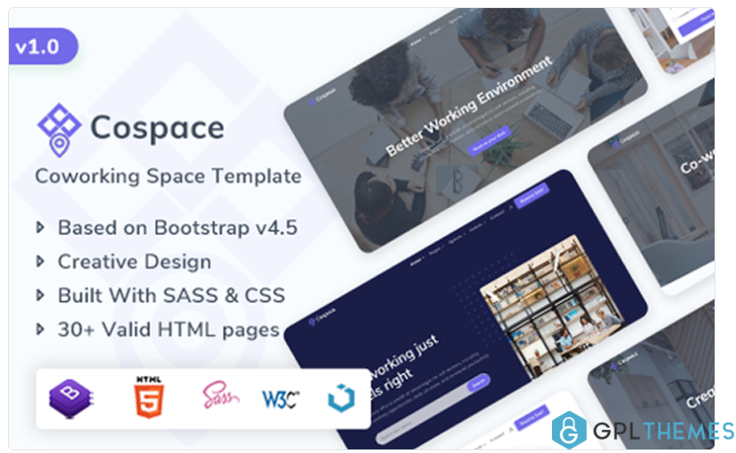 Cospace Coworking Rental Space Website Template