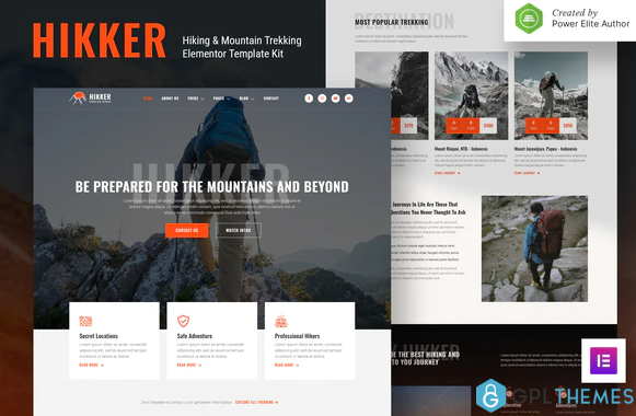 Hikker – Hiking Mountain Trekking Elementor Template Kit
