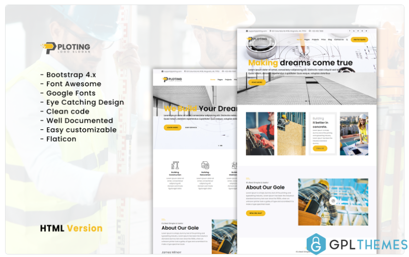 Ploting Construction Architecture Company Responsive Multipage Website Template