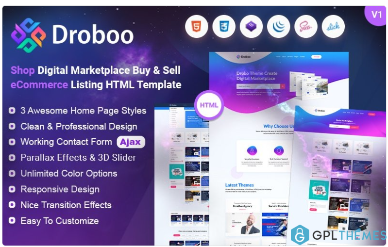 Droboo Digital Marketplace HTML Website Template