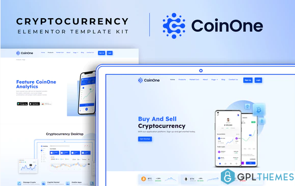 CoinOne Cryptocurrency Elementor Template Kit
