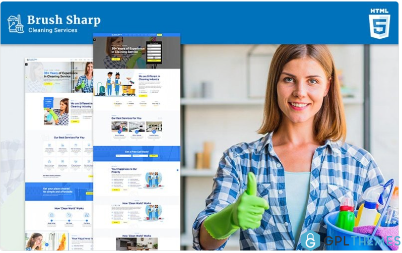 Brush Sharp Multipurpose Responsive Cleaning Services Website Template
