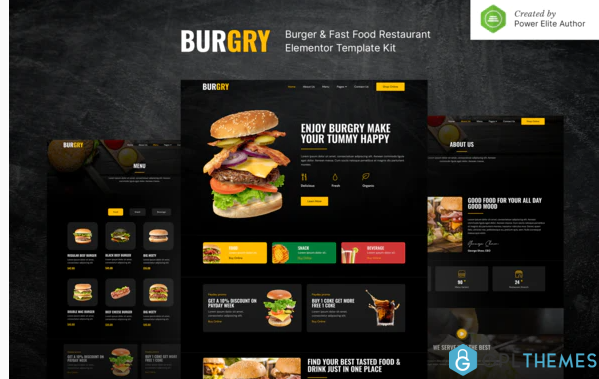 Burgry – Burger Fast Food Restaurant Elementor Template Kit