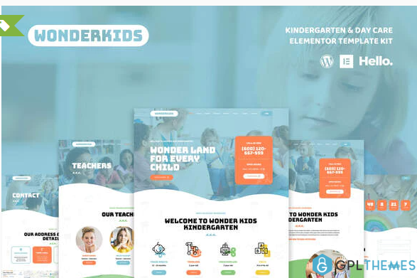 Wonderkids Kindergarten Children Day Care Elementor Template Kit