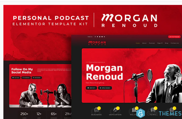 Morgan Renoud Personal Podcast Elementor Template Kit