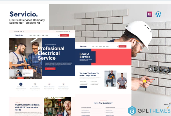 Servicio Electrician Electrical Services Template Kit