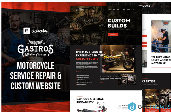 Gastros Garage Motorcycle Service Repair Elementor Template Kit