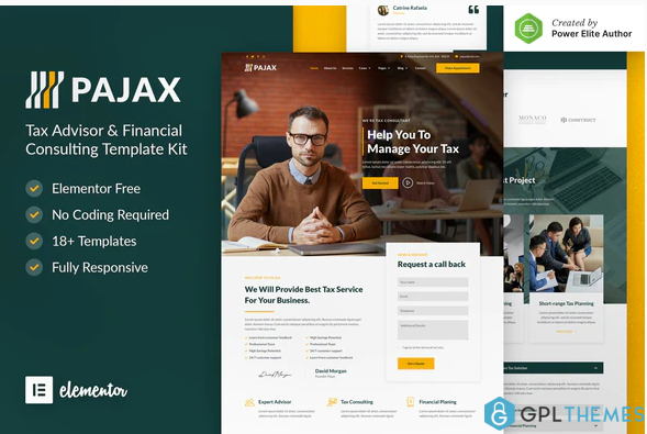 Pajax – Tax Advisor Financial Consulting Elementor Template Kit