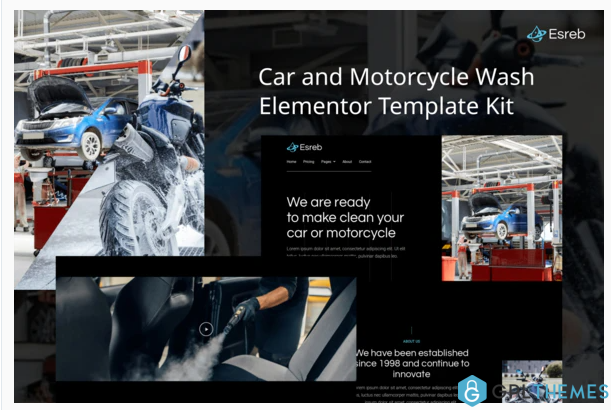 Esreb Car Motorcycle Wash Elementor Template Kit