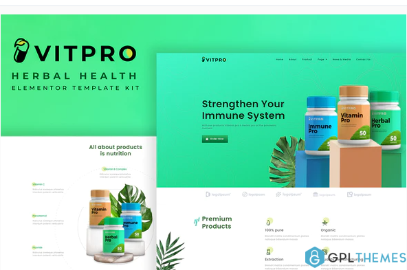 Vitpro Herbal Health Elementor Template kit