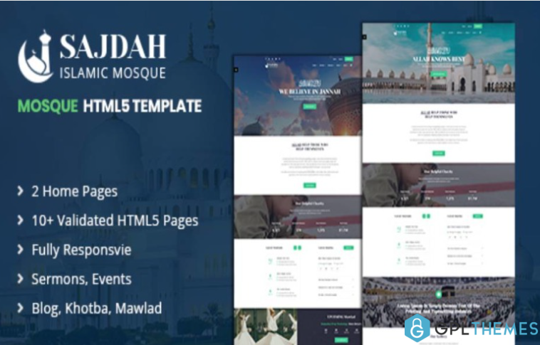 Sajdah Mosque HTML5 Website Template