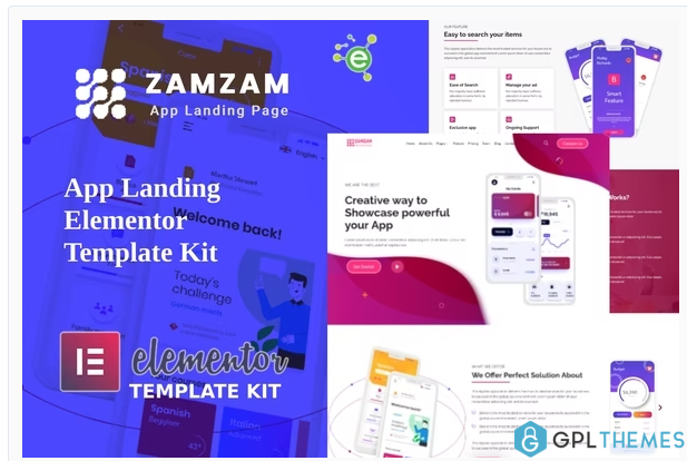 Zamzam App Landing Elementor Template Kit