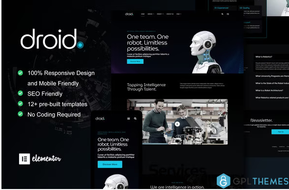 Droid Robotics Technology Services Elementor Template Kit