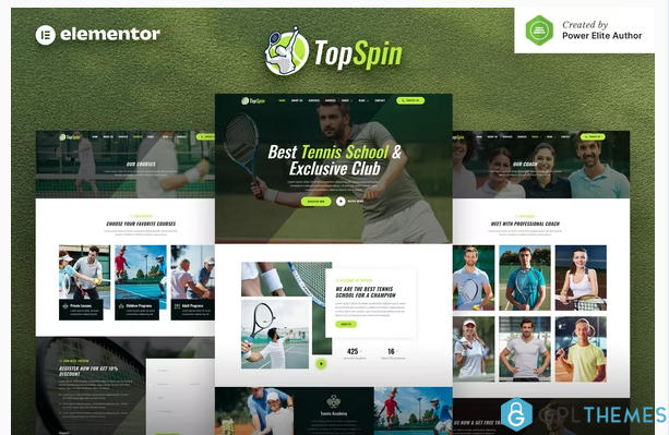 TopSpin – Tennis School Sports Club Elementor Template Kit