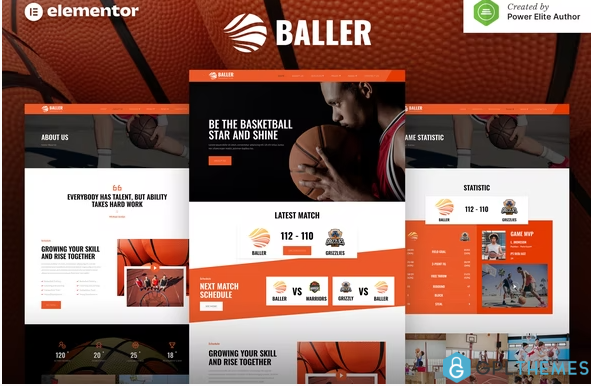 Baller – Basketball Team Sports Club Elementor Template Kit