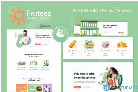 Fruteez Healthy Food Drinks Brand Elementor Template Kit