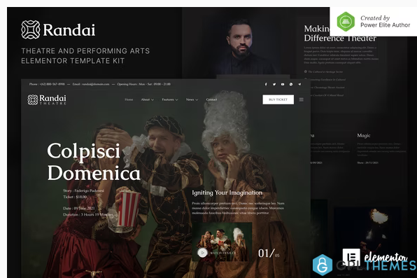 Randai – Theater Entertainment Performing Arts Elementor Template Kit