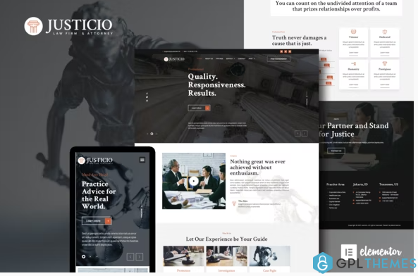 Justicio Law Firm Attorney Elementor Template Kit