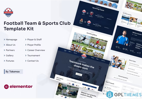 Intera Football Team Sports Club Elementor Template Kit