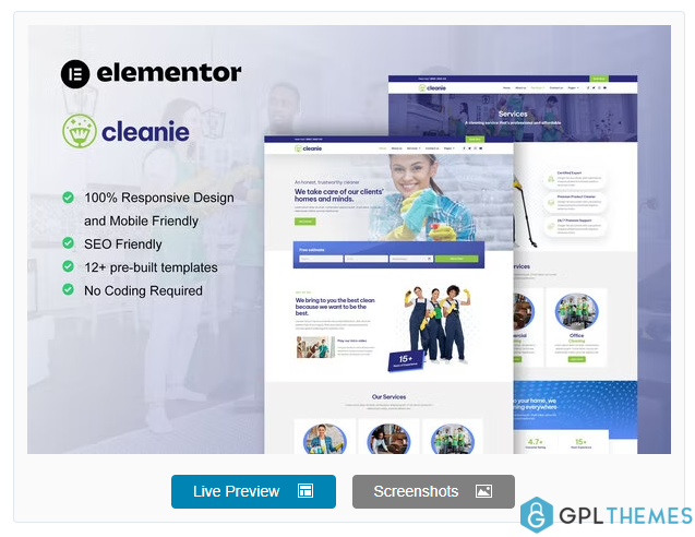 Cleanie – Cleaning Service Company Elementor Template Kit