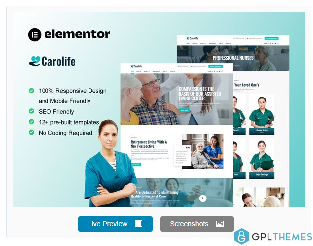 Carolife – Home Care & Private Nursing Services Elementor Template Kit