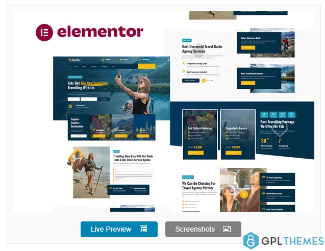 Buster – Tour Guide & Travel Agency Elementor Pro Template Kit