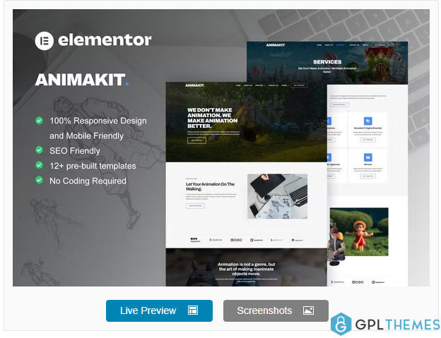 Animakit – Animation Studio Elementor Pro Template Kit
