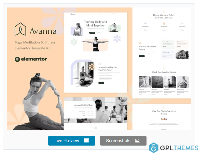 Avanna – Yoga, Meditation & Fitness Elementor Template Kit