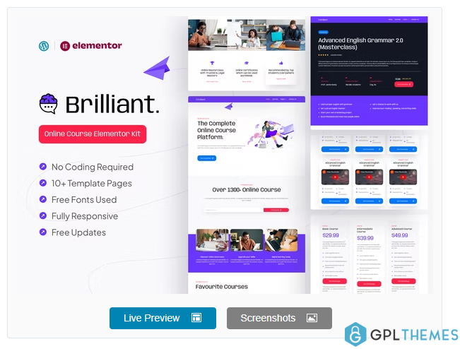 Brilliant – Online Course Elementor Pro Template Kit