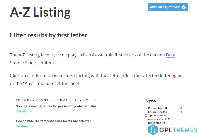 FacetWP-A-Z-Listing