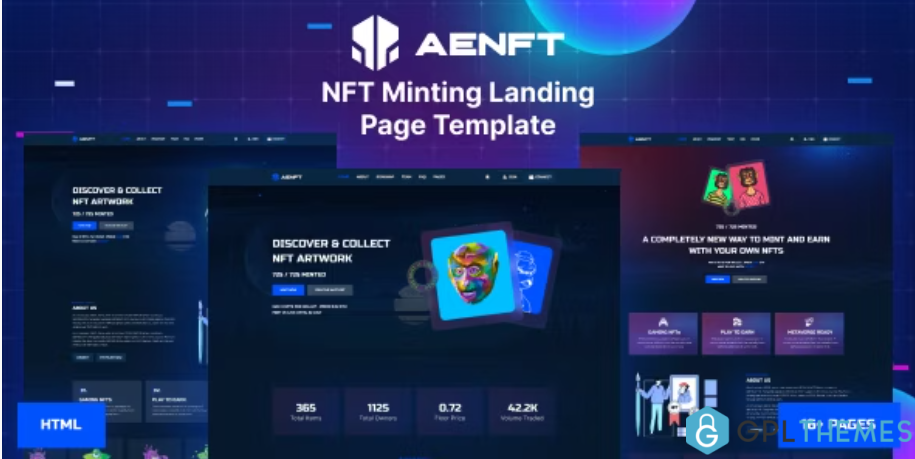 Aenft NFT Minting or Collection Landing Page HTML Template