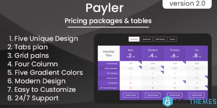 Payler-Pricing-Packages-Tables