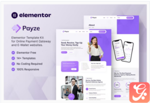 Payze – Online Payment Gateway & E-Wallet Elementor Template Kit