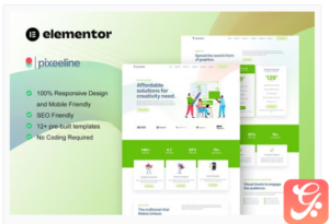 Pixeeline - Graphics Illustration Freelance & Creative Agency Elementor Template Kit
