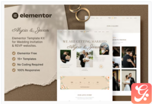 Alycia & Jevan – Wedding Invitation & RSVP Elementor Template Kit