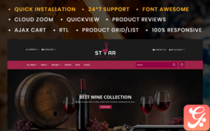 Star The Wine Store OpenCart Template