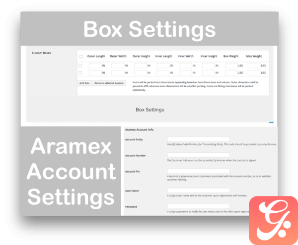 WooCommerce Aramex Plugin for Shipping Account and Box Settings 722x595 1