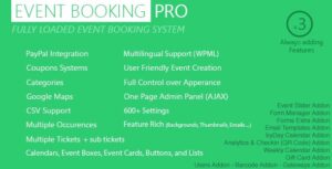Event Booking Pro - WP Plugin [paypal or offline] 3.951