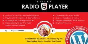 Sticky Full Width Radio Player WordPress Plugin 3.4