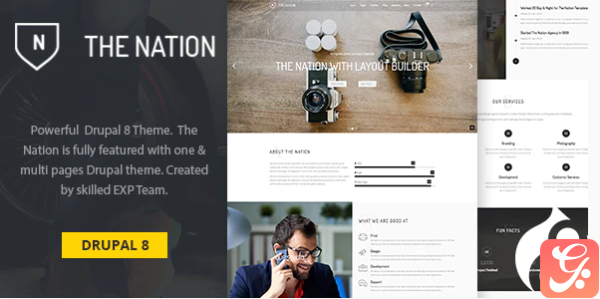 Nation One multi pages Drupal 8 theme