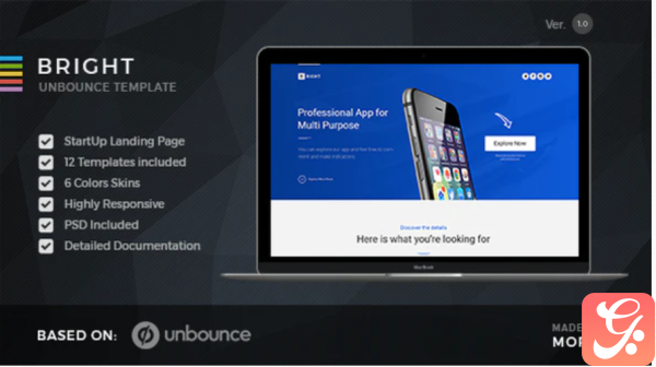Bright Unbounce Startup Landing Page