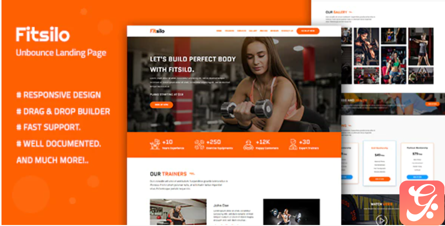 Fitsilo — Health & Fitness Unbounce Landing Page Template