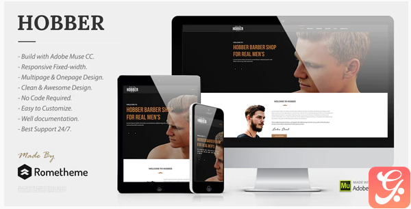 Hobber - Barbershop, Hair & Salon Muse Template