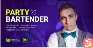 Party Bartender - Bartending Services / Catering / Rent A Bar Responsive Muse Template