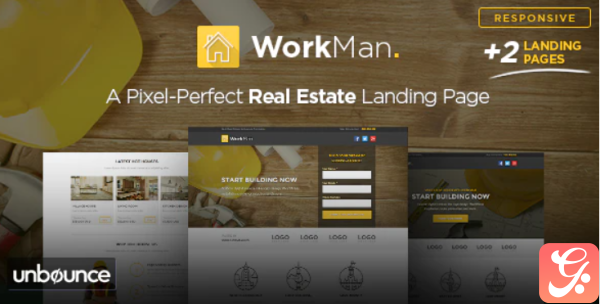 WorkMan Real Estate and Construction Unbounce Landing Page Template
