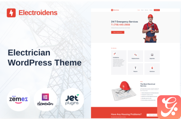 Electroidens Electrician website with Elementor WordPress Theme