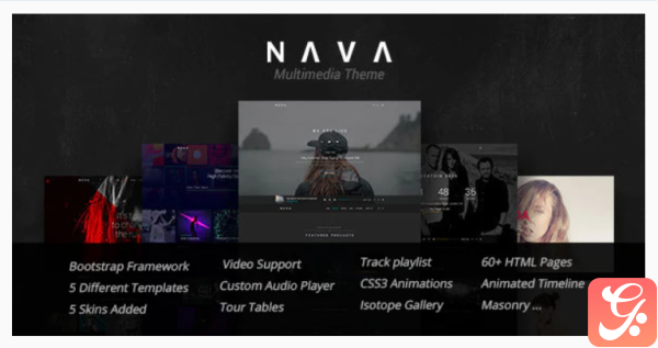 Nava Music Artist Band Radio Ultimate Multimedia HTML Template