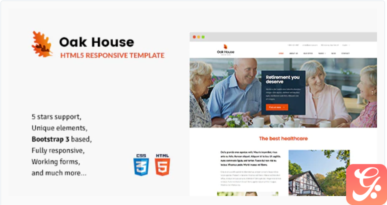 Oak House - Senior Care, Retirement, Rehabilitation Home HTML5 Template